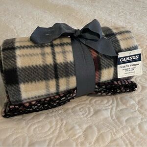 Canon Soft Fleece Throw in Black, Cream, and Red Plaid